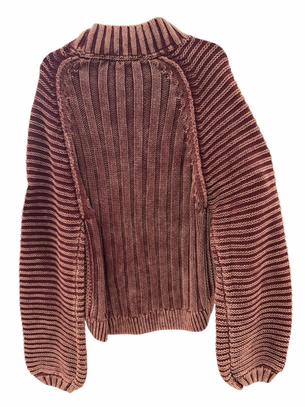 Free People Sweetheart Rib Chunky Sweater XL Garnet Mock Neck Cozy Knit - Picture 4 of 5